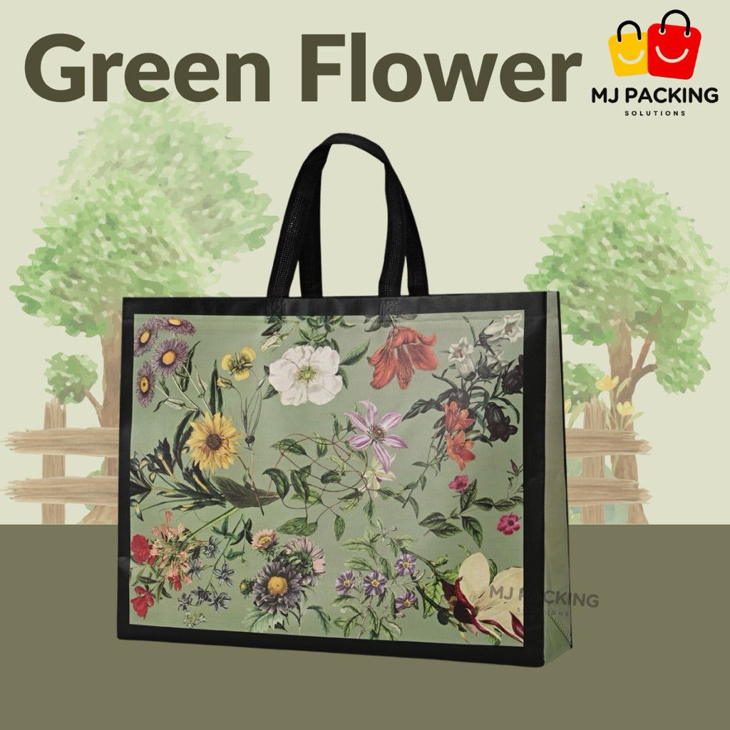ถุงสปันบอนด์พิมพ์ลาย - Green Flower